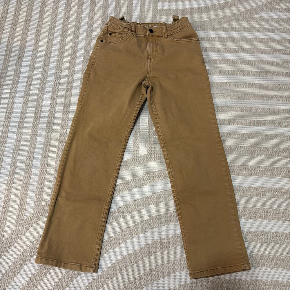 Cat & Jack Boys Khaki Jean Pants Adjustable Waistband Size 10 Straight Stretch